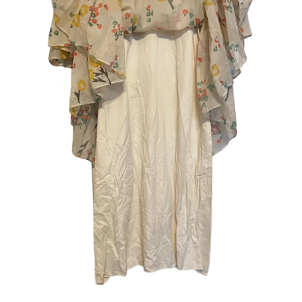 Vintage 70s Empire Waist Bell Sleeve Hippie Boho Lace Floral Prairie Maxi Dress - Picture 5 of 13